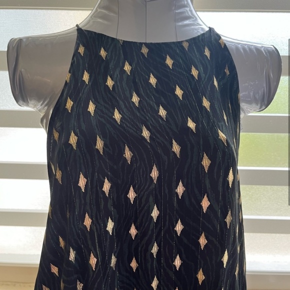 Night Black, Green and Gold mini dress - Picture 2 of 8